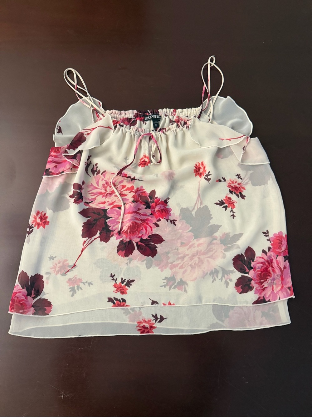 Express Floral Ruffle Cami Blouse Top Size XS